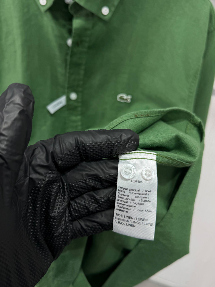 Lacoste Yeşil Keten Regular Gömlek