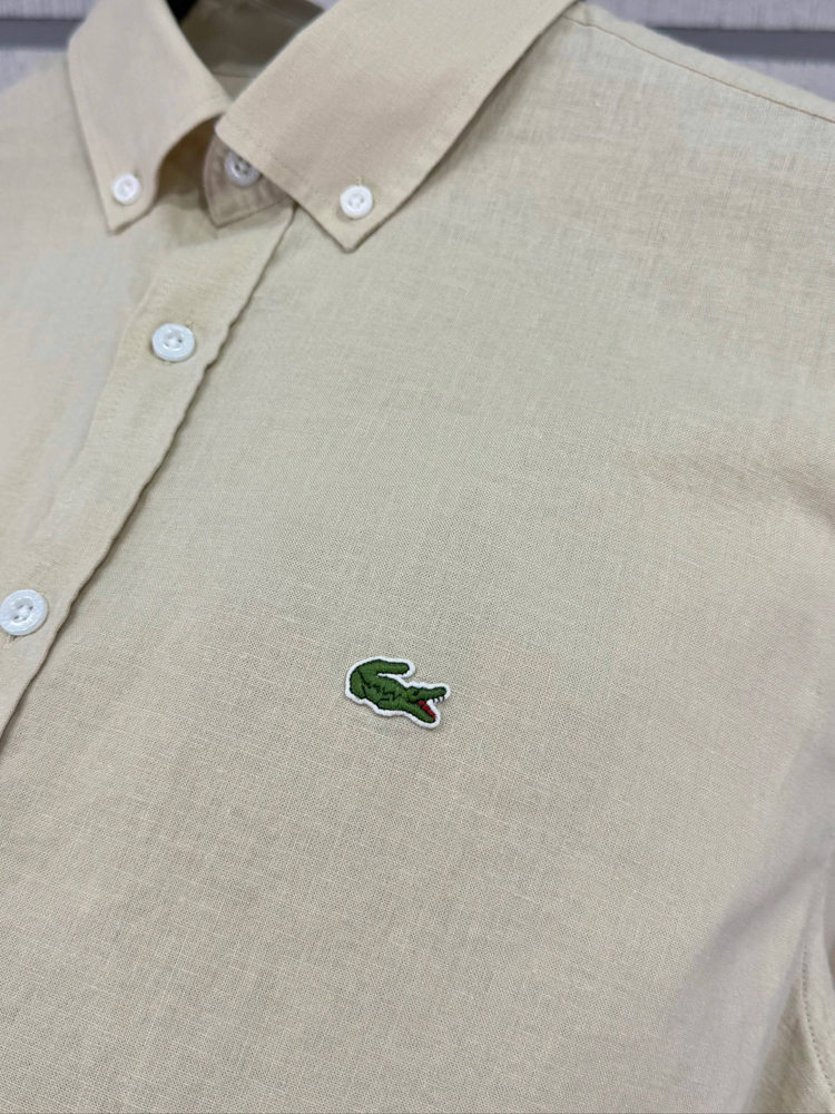 Lacoste Bej Keten Regular Gömlek