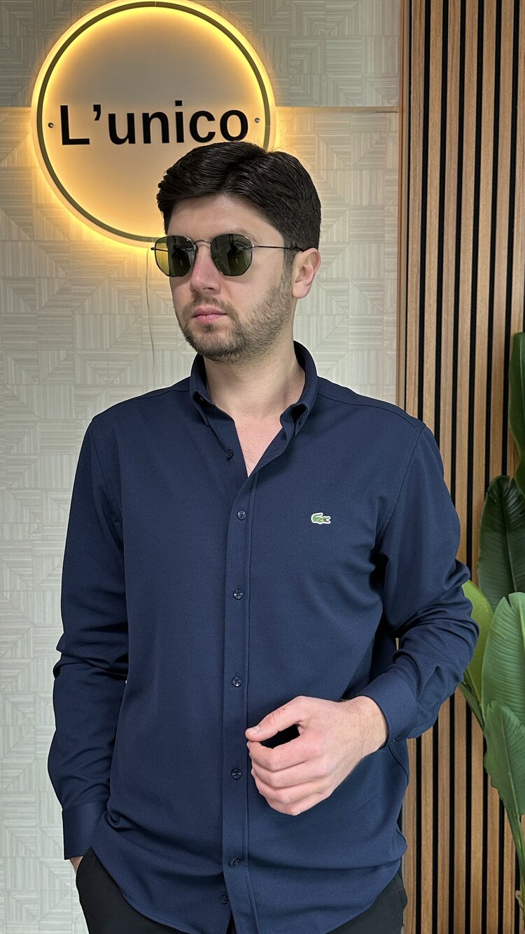 Lacoste Kırışmaz Lacivert Gömlek
