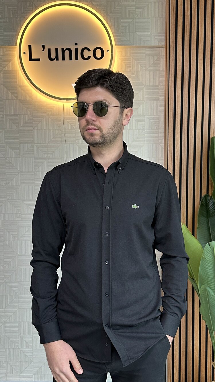 Lacoste Kırışmaz Siyah Gömlek