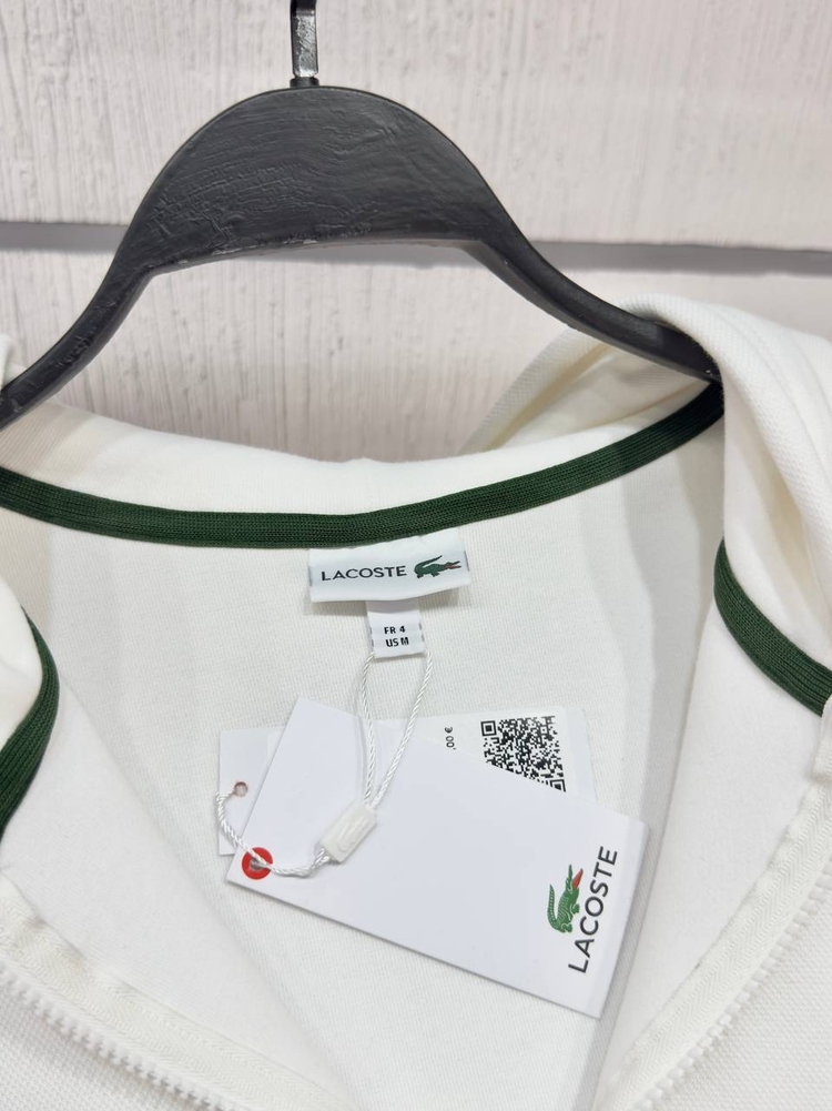 Lacoste Kapüşonlu Tam Fermuarlı Beyaz Sweatshirt