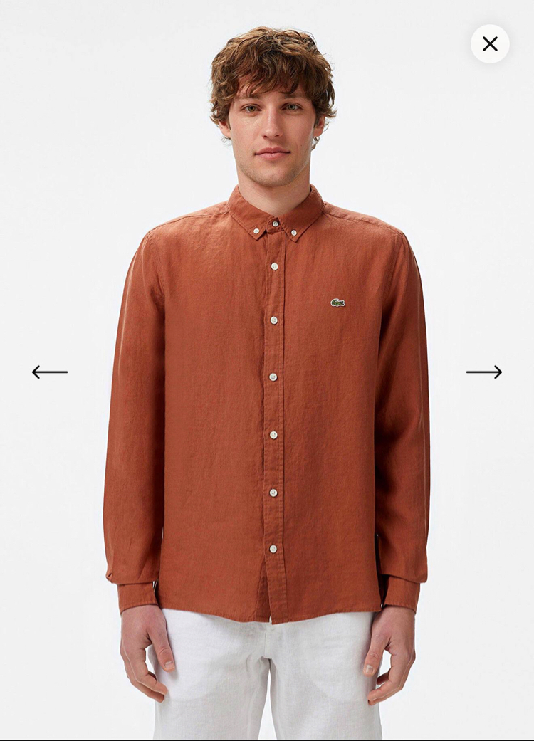 Lacoste Kiremit Keten Regular Gömlek