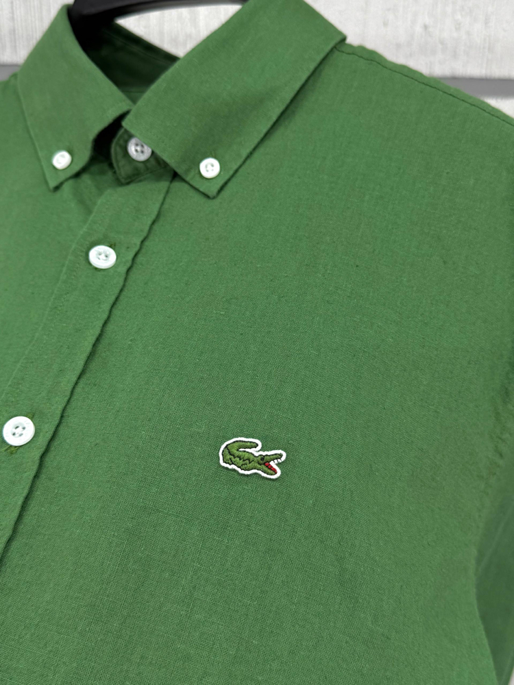 Lacoste Yeşil Keten Regular Gömlek