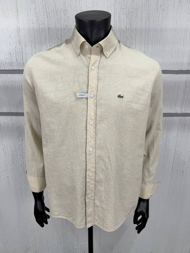 Lacoste Bej Keten Regular Gömlek
