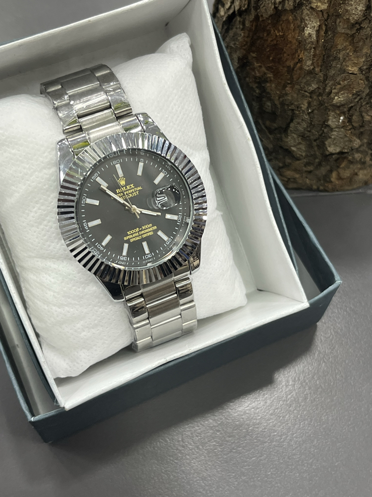 Midnight Black Luxury – Gümüş Çelik Kordon Klasik Erkek Saati