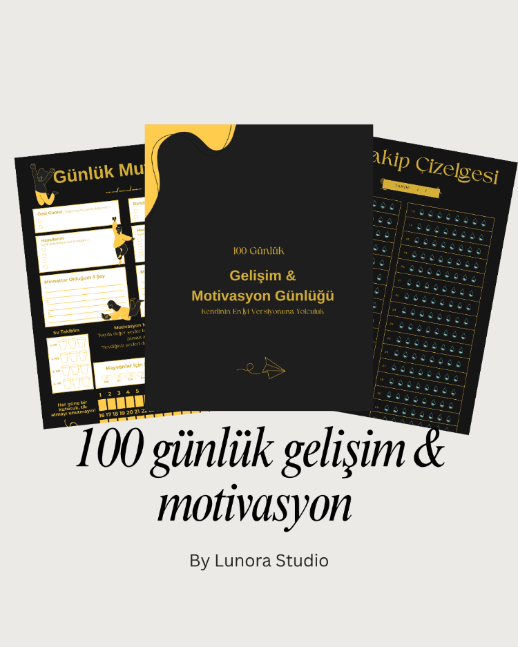 100 Günlük Premium Başarı Günlüğü | Siyah & Gold Sürüm (Tablet & Yazıcı Uyumlu)