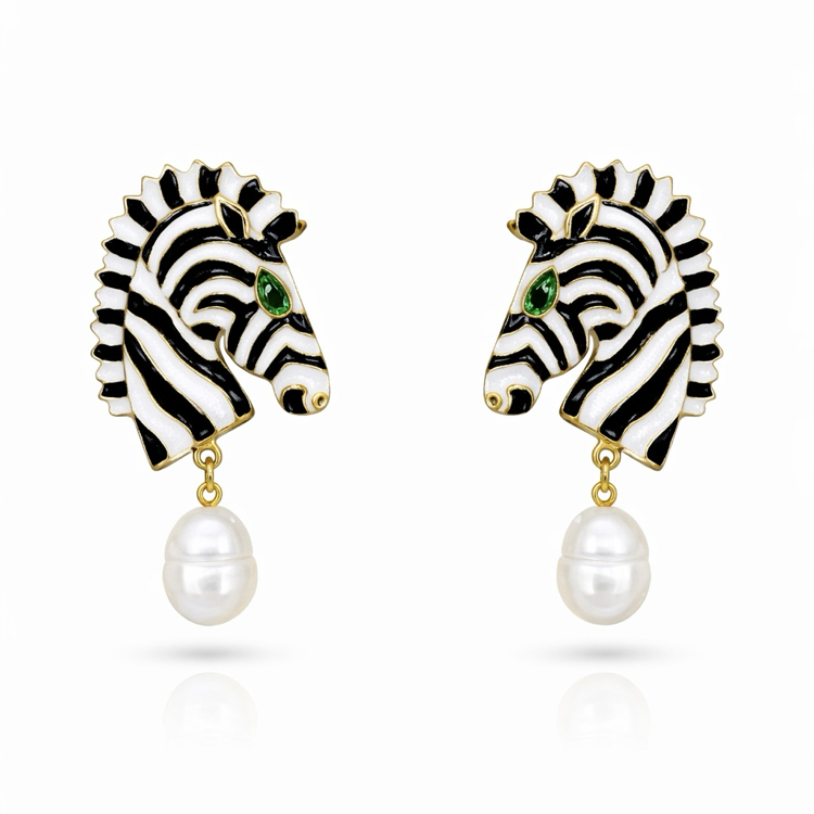 İnci Zebra Küpe