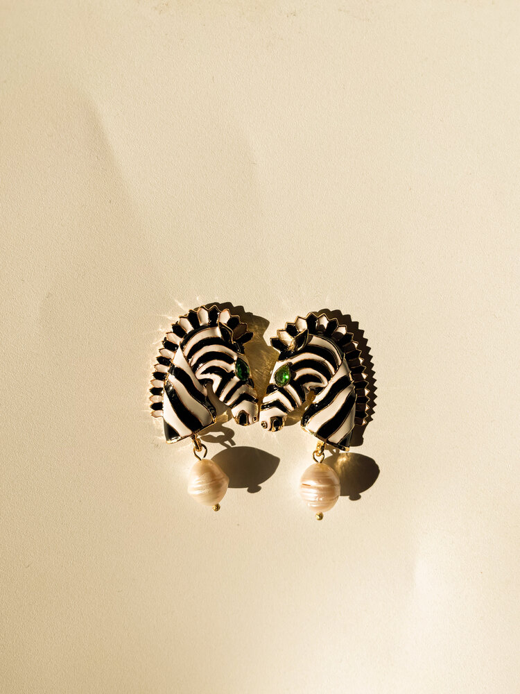 İnci Zebra Küpe
