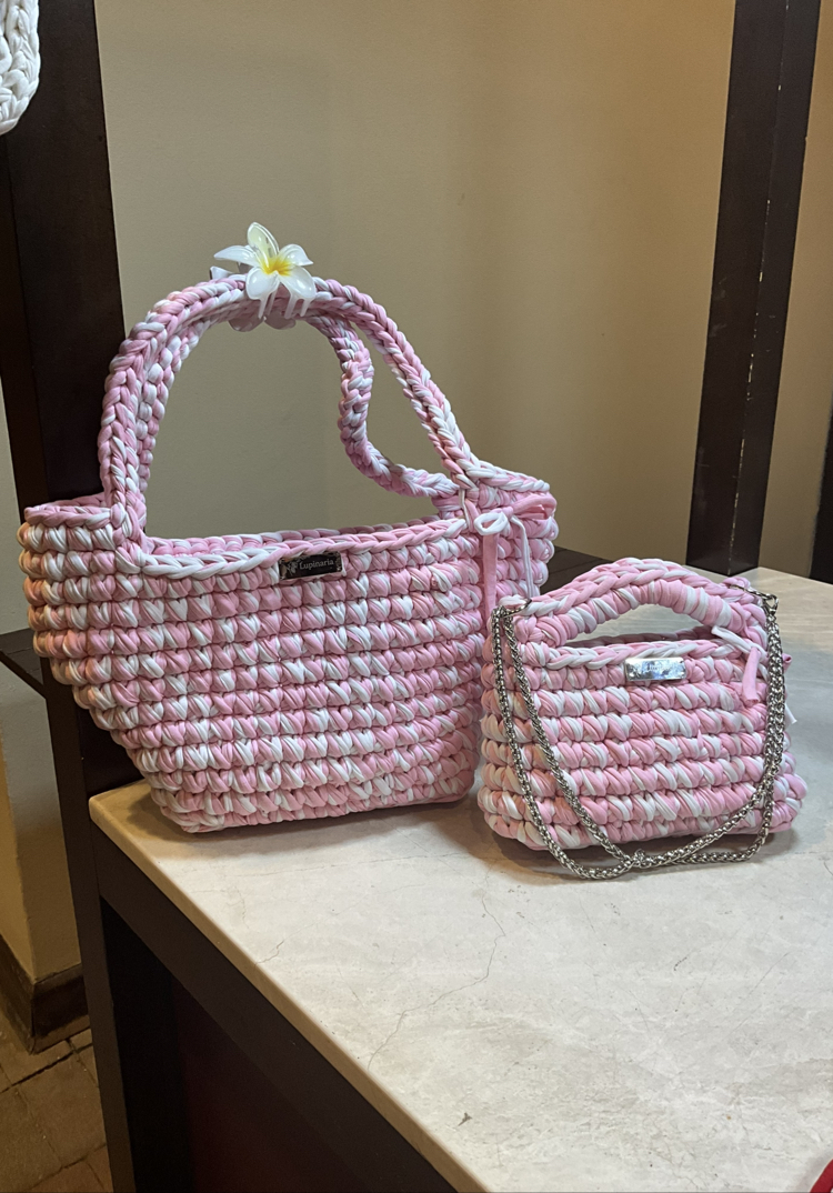 Lupinaria ISOLA - Macaron Rose Tote Örgü Çanta