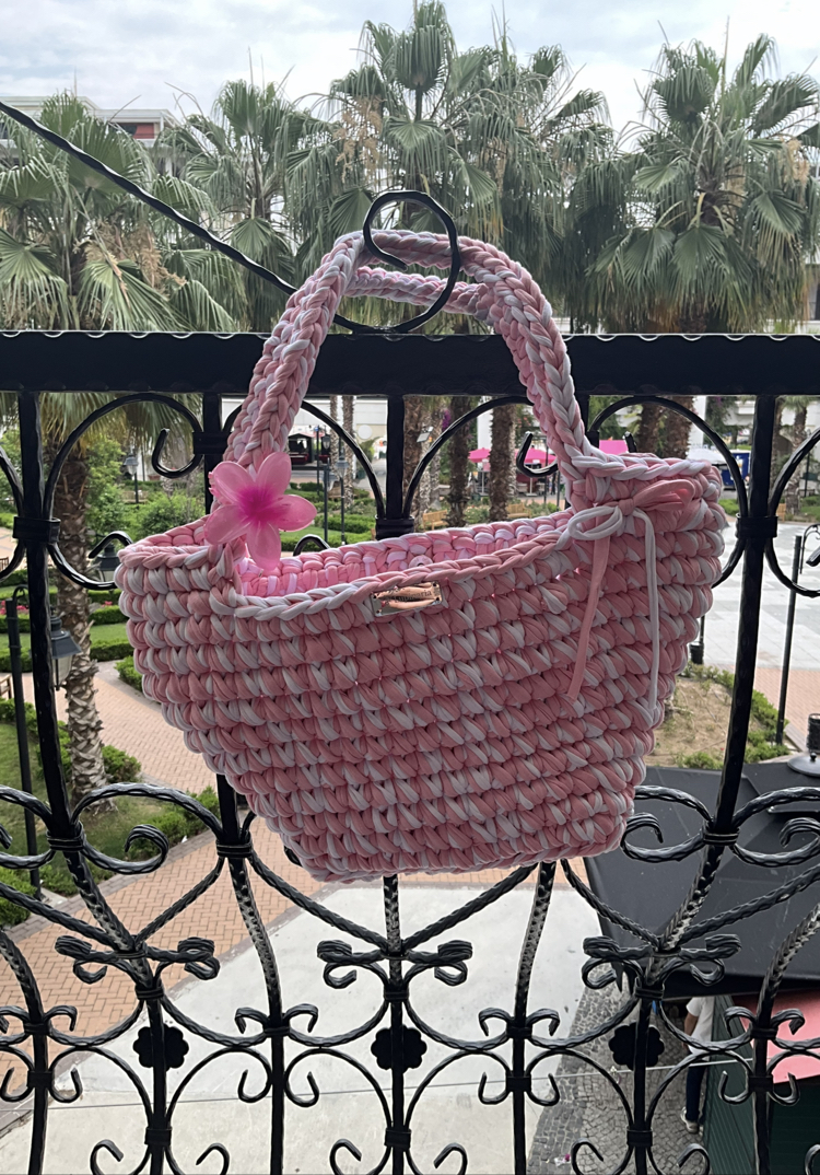 Lupinaria ISOLA - Macaron Rose Tote Örgü Çanta