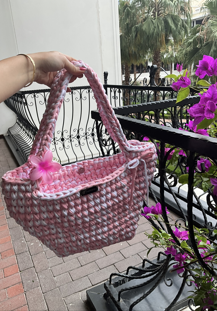 Lupinaria ISOLA - Macaron Rose Tote Örgü Çanta