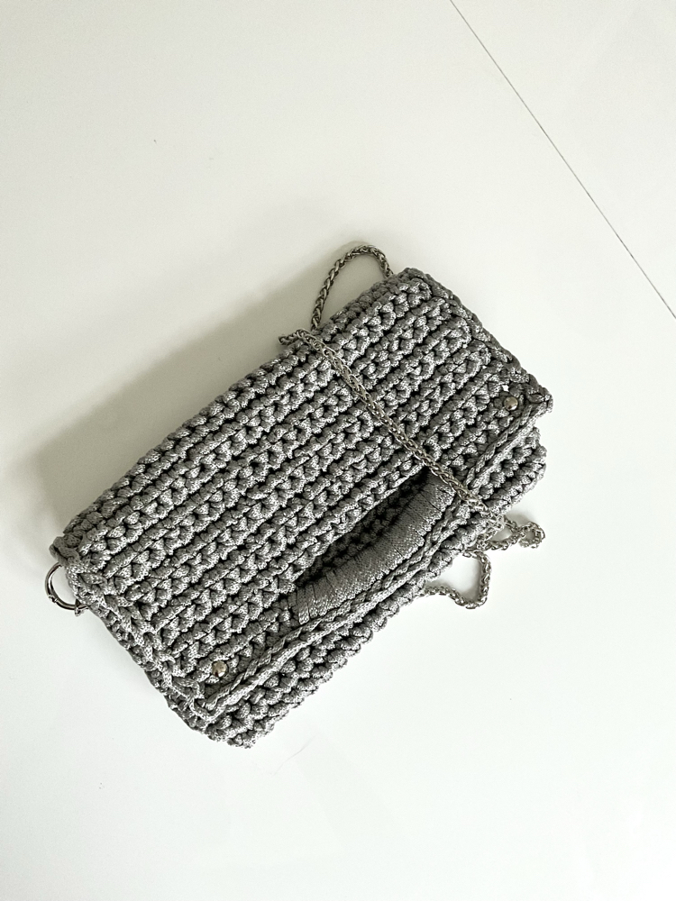 Lupinaria SELENE - Silver Cüzdan Form Örgü Çanta