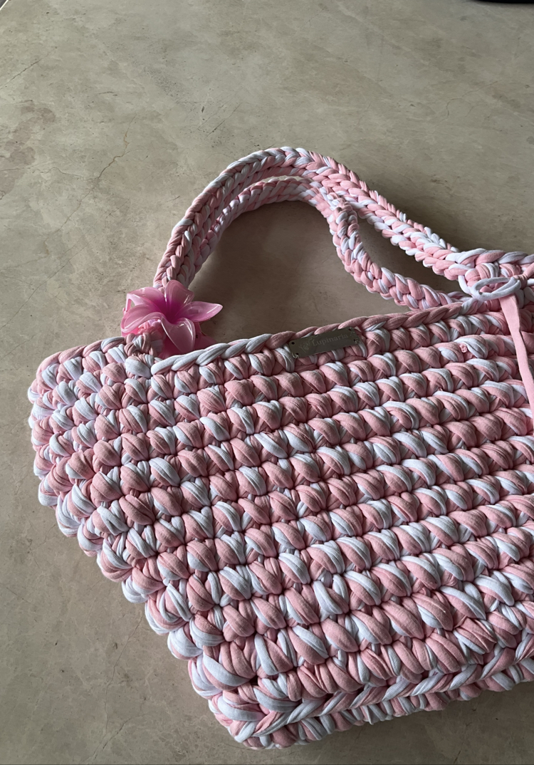 Lupinaria ISOLA - Macaron Rose Tote Örgü Çanta
