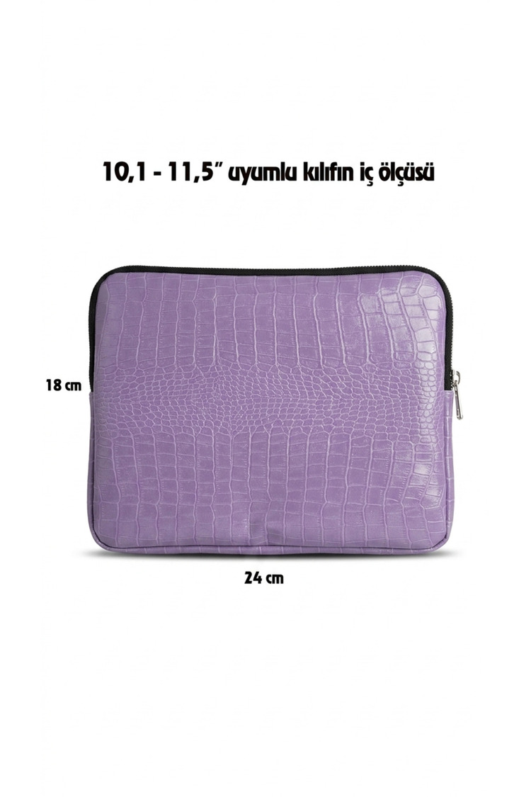 Lila Kroko Desen 11,5-12,4 Inç Samsung-apple-huawei Uyumlu Tablet Kılıfı Çanta