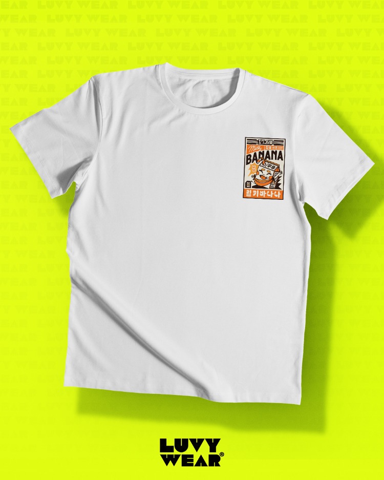 Banana Temalı Beyaz Unisex Tişört - Uzak Doğu Serisi