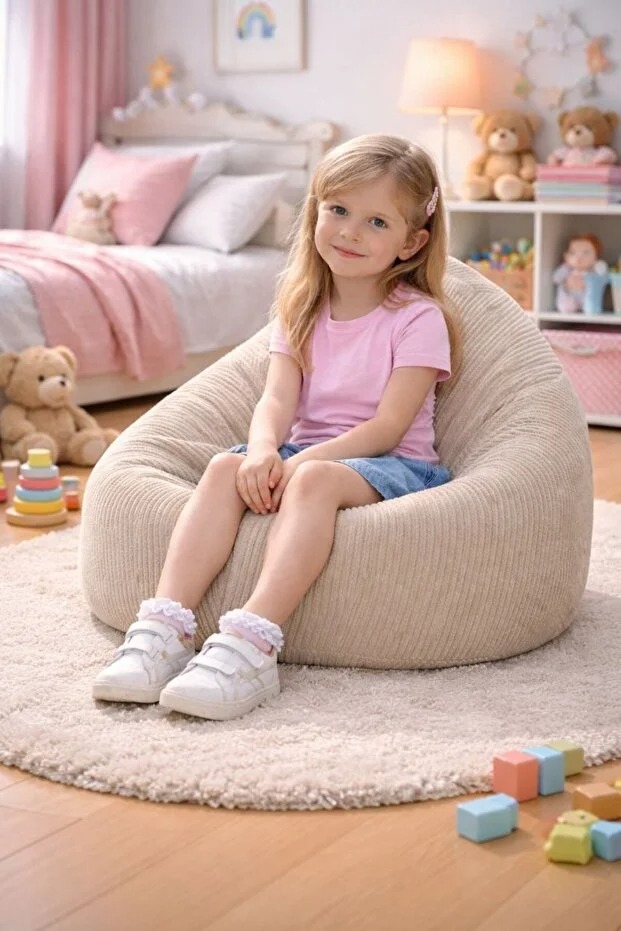 Mini Çocuk Armut Koltuk – Yumuşak Dolgulu Konforlu Puf | Ergonomik Tasarım