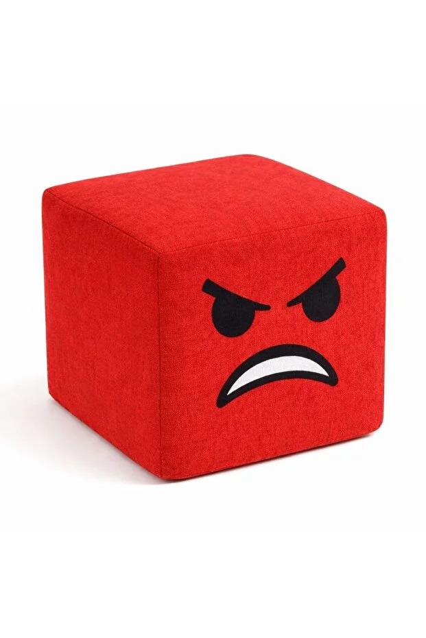 Emoji Desenli Çocuk Puf 50x50 – Yumuşak Minder Oturma Küpü