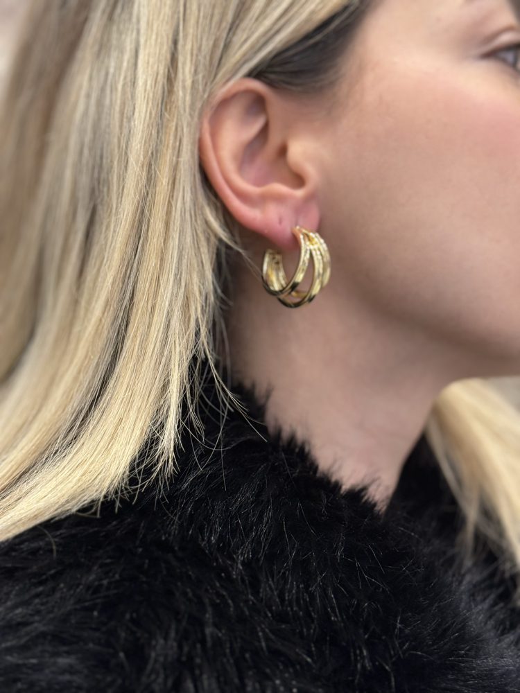 3’lü Midi Gold Küpe