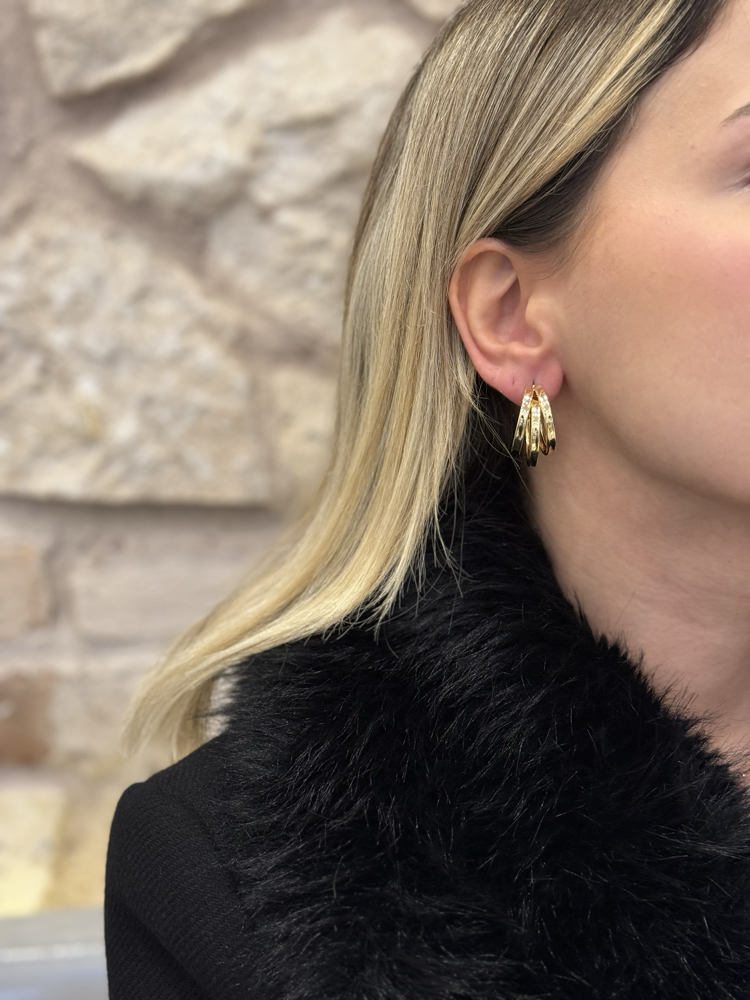 3’lü Midi Gold Küpe