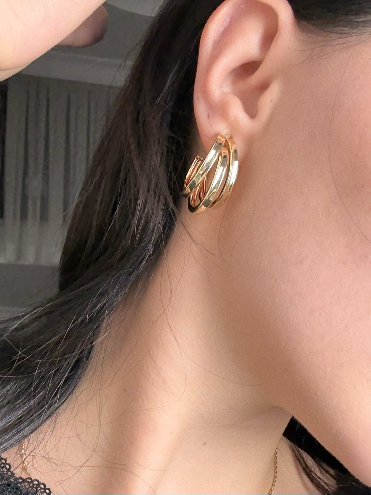 3’lü Midi Gold Küpe