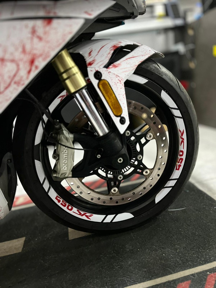 CF MOTO 450SR JANT ŞERİDİ BEYAZ KIRMIZI(ORACAL)