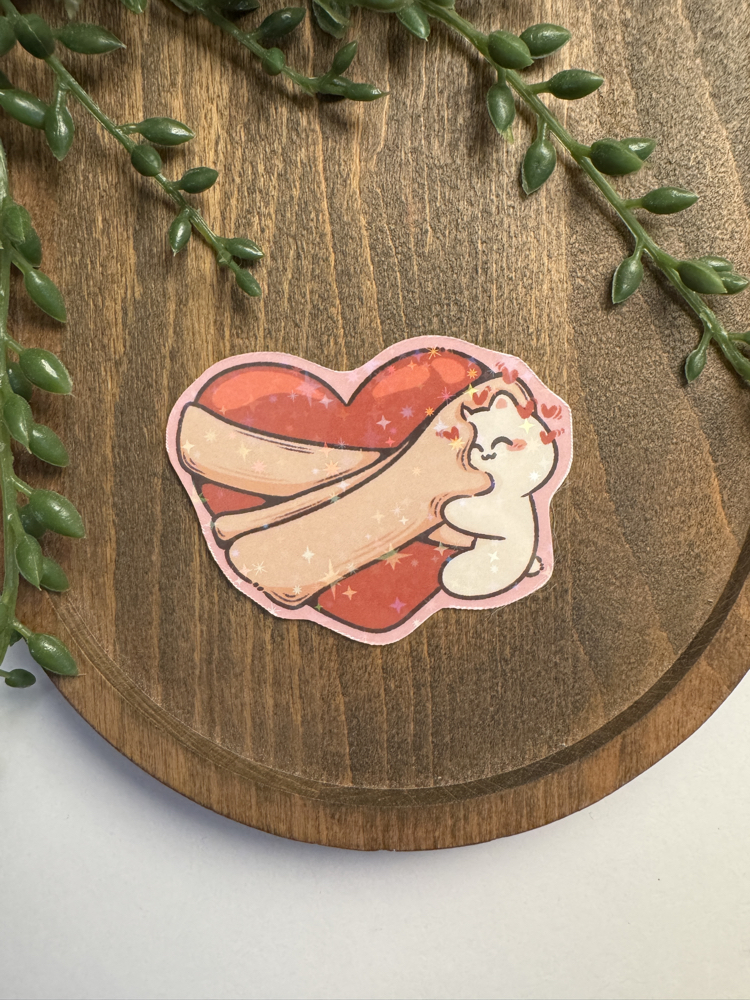 Hug Heart Sticker Heartfelt Hug hologramlı sticker | Luyi Studio