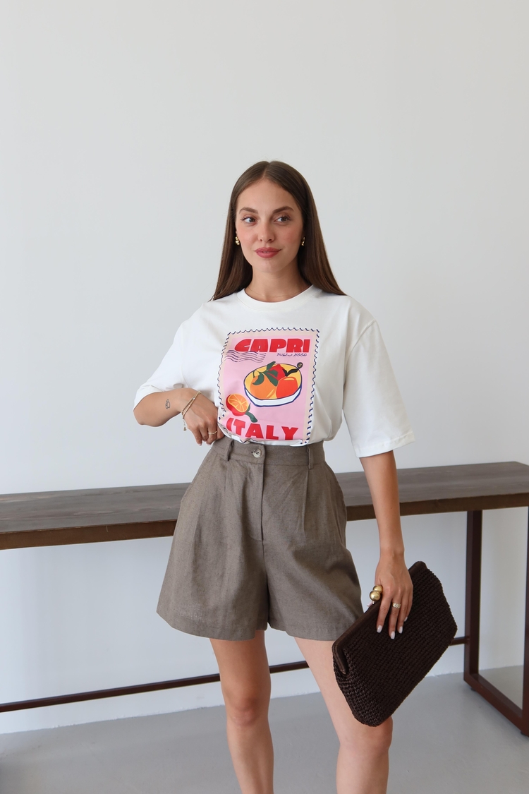 Beyaz CAPRI ITALY Baskılı T-shirt