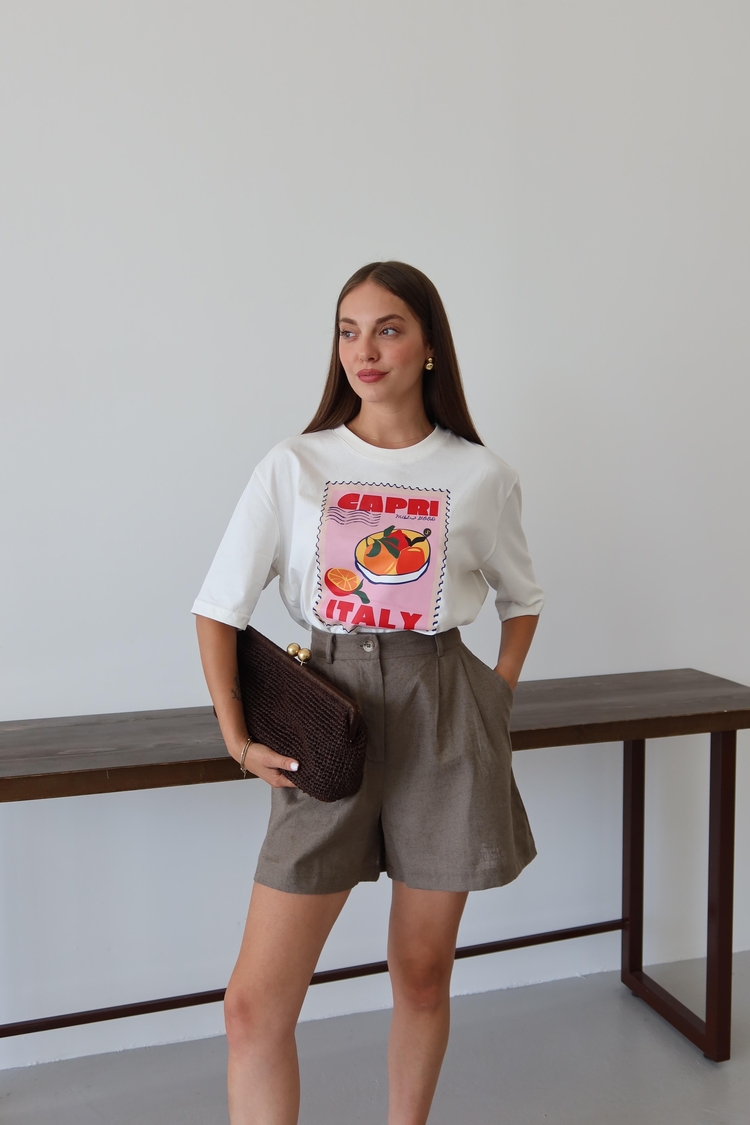 Beyaz CAPRI ITALY Baskılı T-shirt