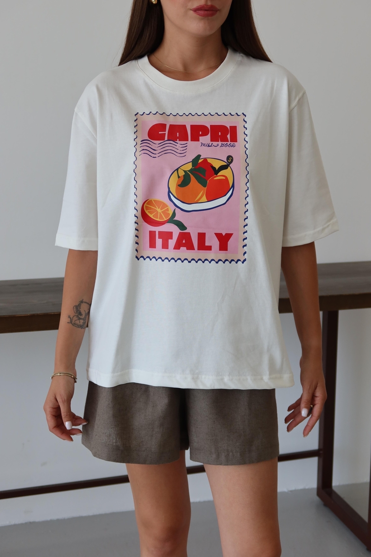 Beyaz CAPRI ITALY Baskılı T-shirt