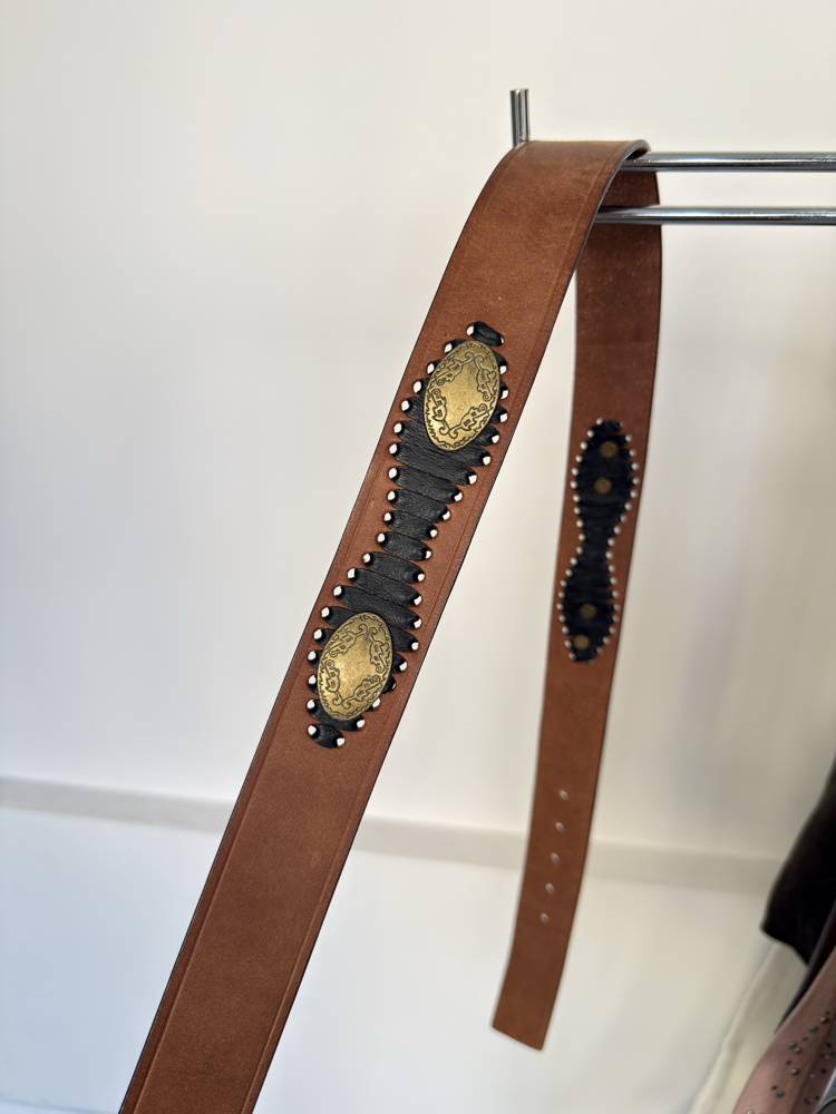 Western Style Leather Concho Belt