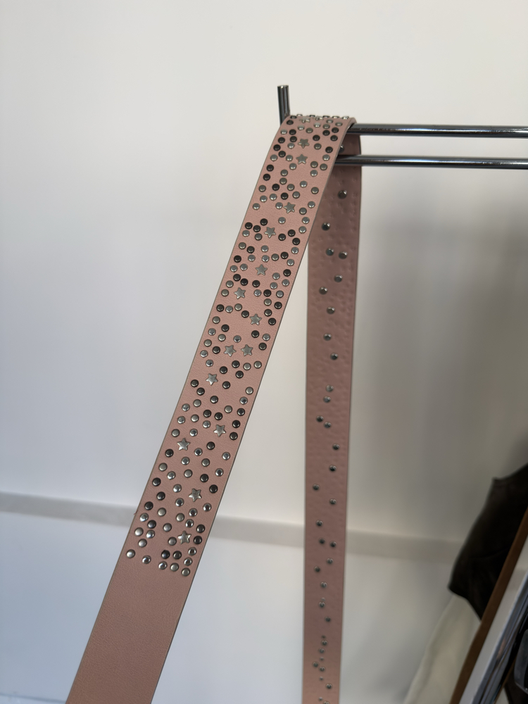 Y2K Pink Belt with Silver Studs