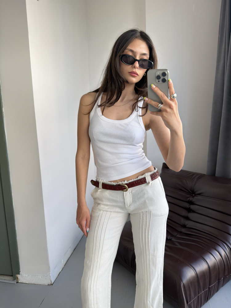 Made in Italy • Dolce & Gabbana Düşük Bel %100 Pamuk Pantolon
