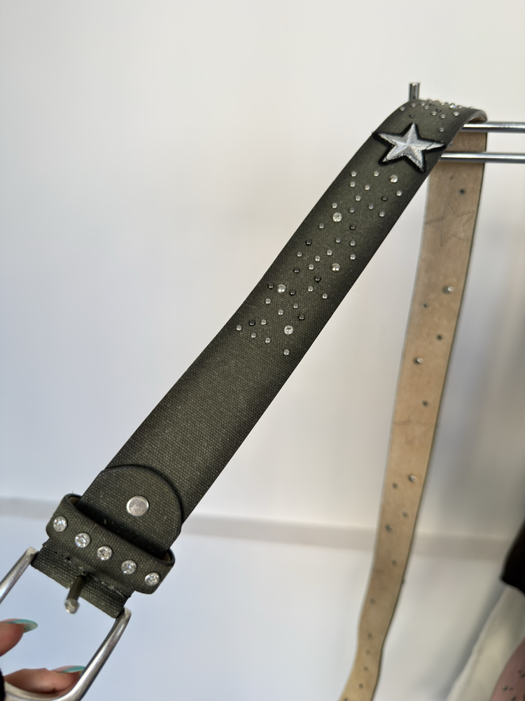Y2K Black Studded Star Belt