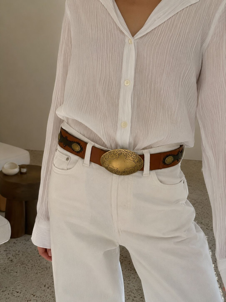 Western Style Leather Concho Belt