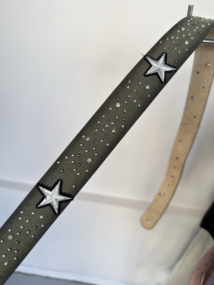 Y2K Black Studded Star Belt
