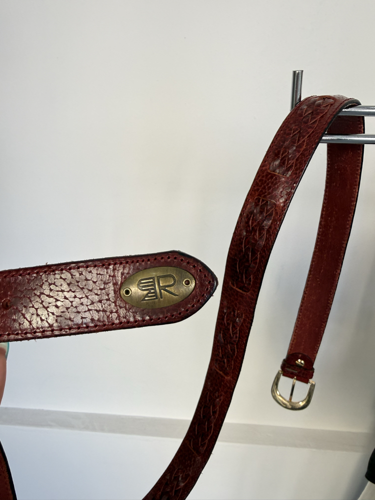 Vintage Red Tooled Leather Belt
