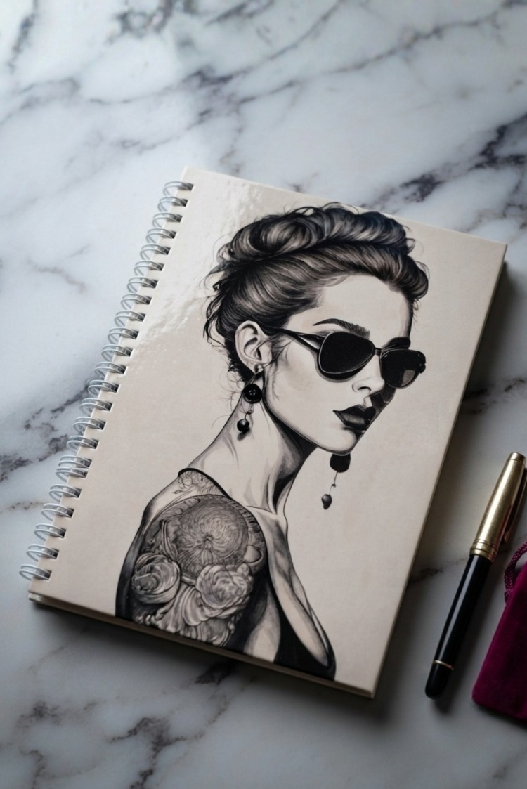 Retro Girl - Modern Tasarım Sert Kapaklı, Spiralli Defter