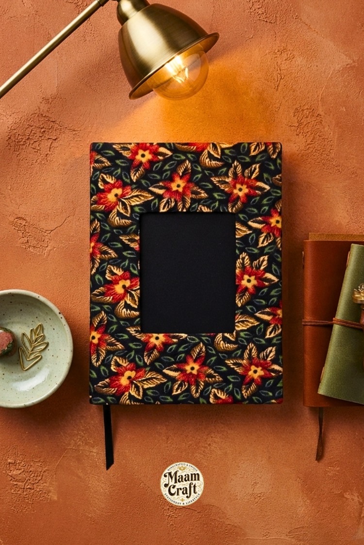 Kırmızı Çiçekli - Flanel Kumaş Ciltli El Yapımı Defter