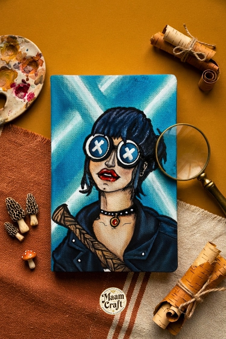 Blue XGirl - Ressam Elinden Orijinal El Boyaması Kanvas Tarihsiz Ajanda