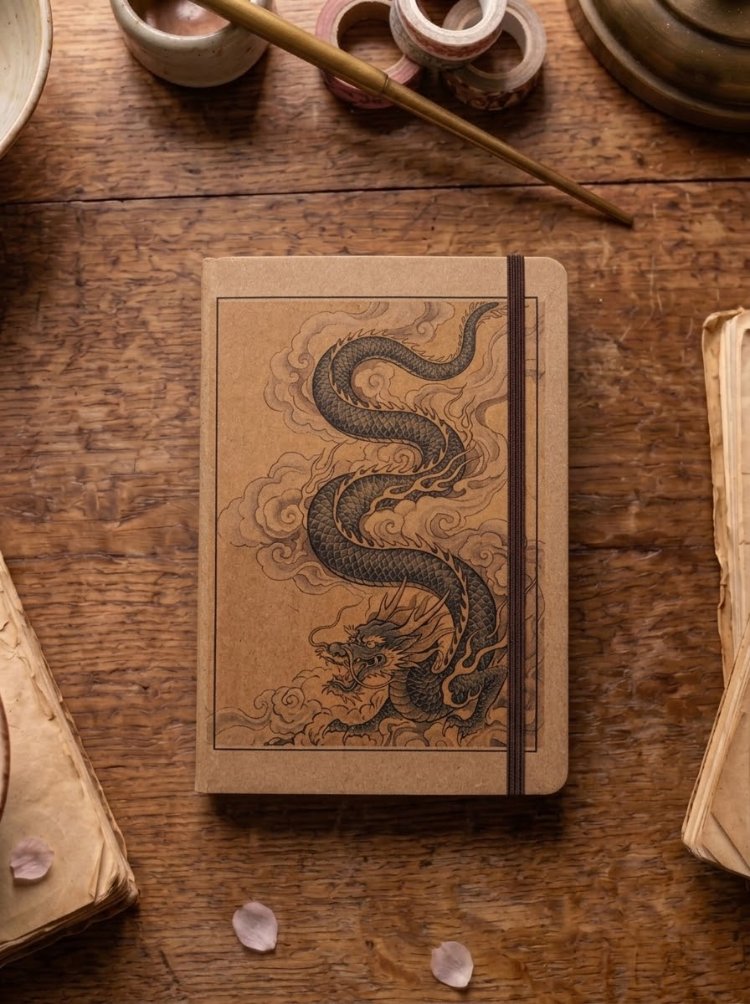 Dragon - Kraft Kapaklı, Lastikli Cep Defteri