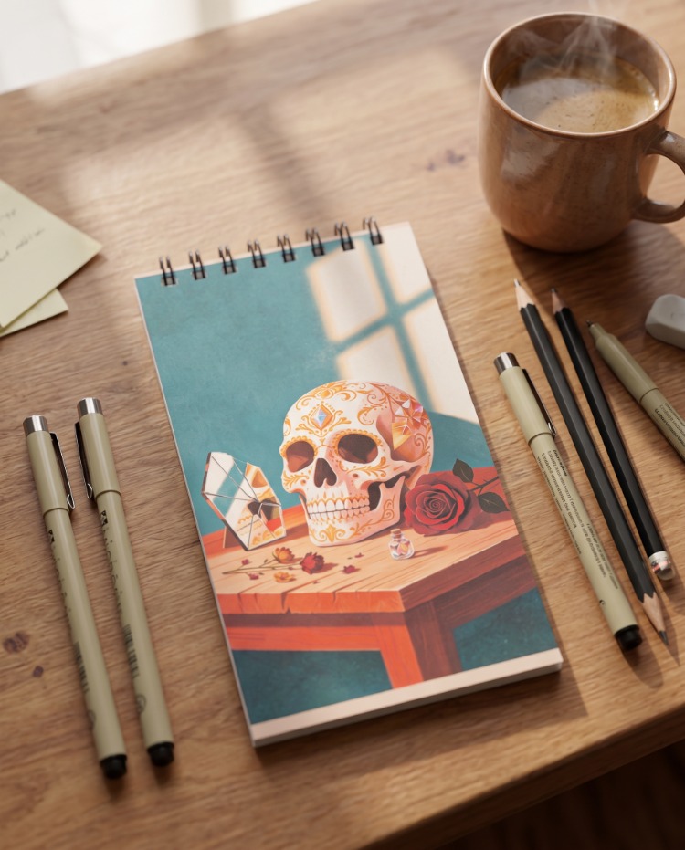 The Skull - Modern Tasarım Sert Kapaklı, Spiralli Not Defteri