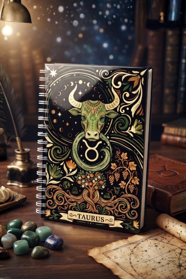 Boğa Burcu (Taurus) - Astroloji Zodiac Serili Tasarım Sert Kapaklı, Spiralli Defter