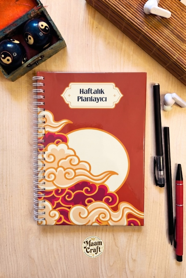 Asian Sky Haftalık Planlayıcılı Not Defteri - Modern Tasarım, Sert Kapaklı
