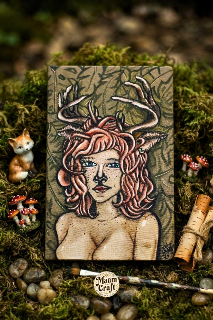 Druid Girl - Ressam Elinden Orijinal El Boyaması Kanvas Tarihsiz Ajanda