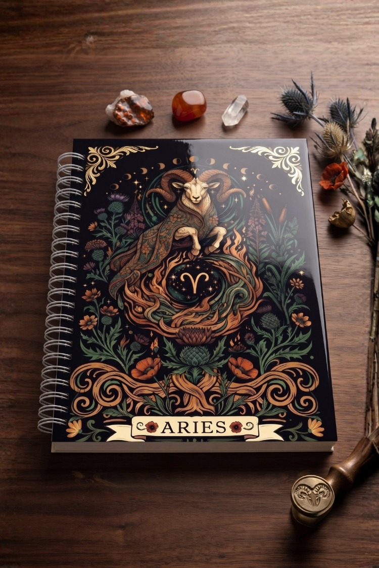 Koç Burcu (Aries) - Astroloji Zodiac Serili Tasarım Sert Kapaklı, Spiralli Defter