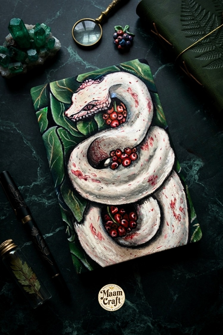 Albino Snake - Ressam Elinden Orijinal El Boyaması Kanvas Tarihsiz Ajanda