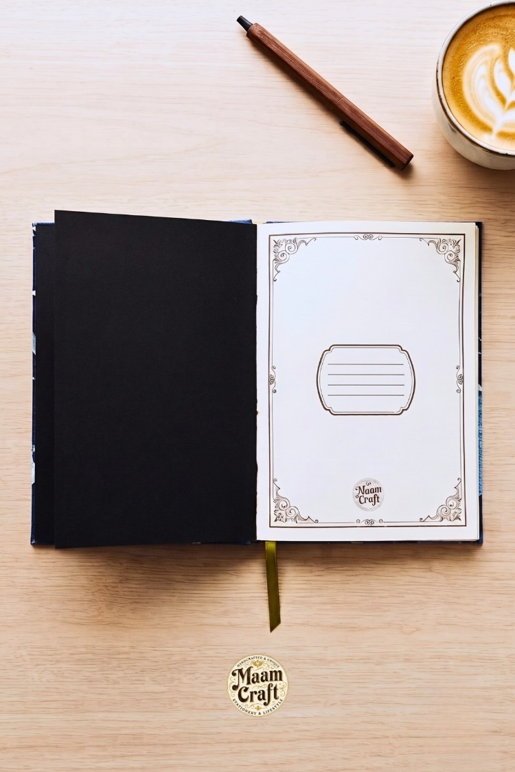 Püsküllü Denim - Suet Sırtlı ve Kumaş Ciltli El Yapımı Defter