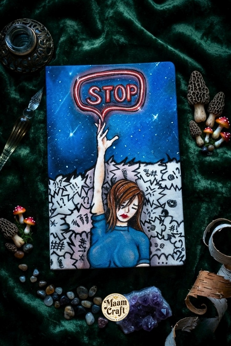 Stop! - Ressam Elinden Orijinal El Boyaması Kanvas Tarihsiz Ajanda