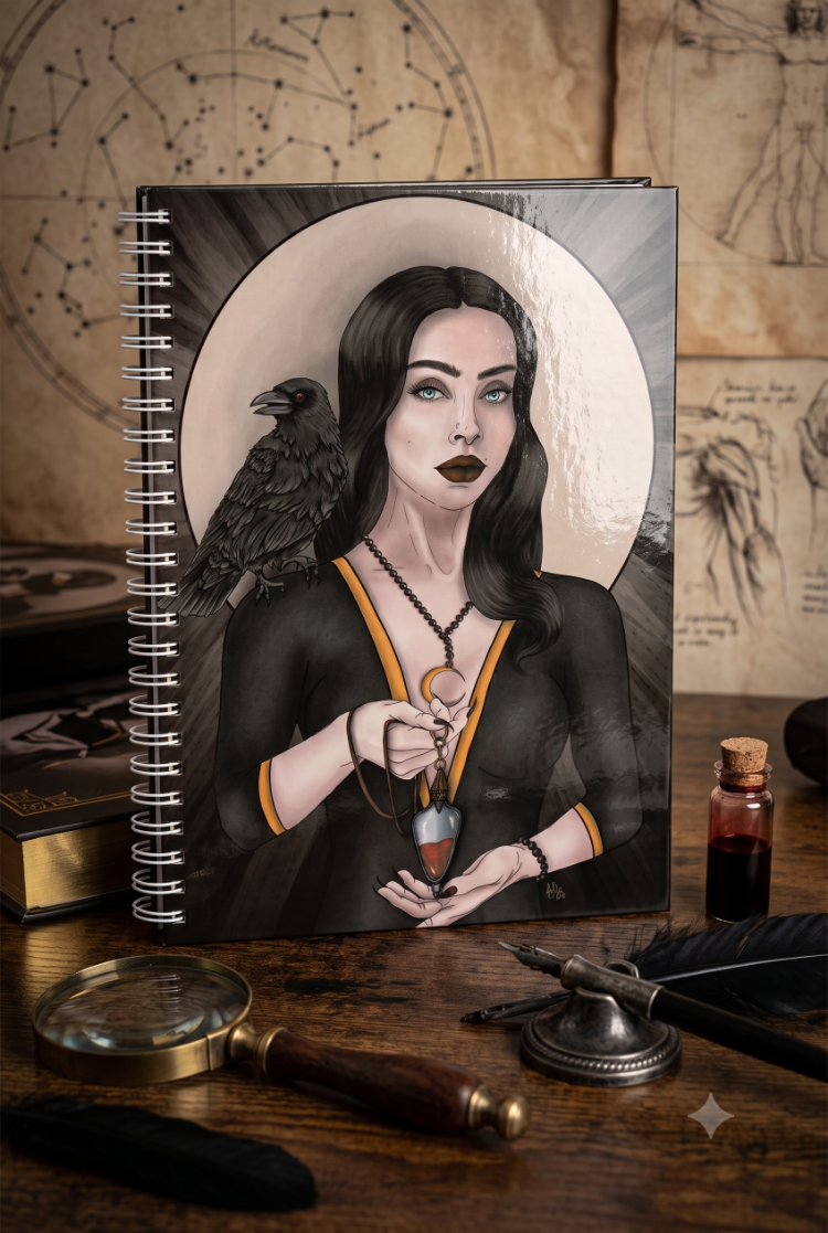 Morticia - Sanatçı İmzalı Tasarımlı Sert Kapaklı, Spiralli Defter / Planlayıcı