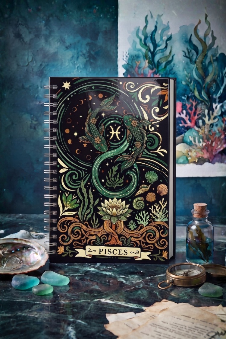 Balık Burcu (Pisces) - Astroloji Zodiac Serili Tasarım Sert Kapaklı, Spiralli Defter